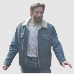 Hugh Jackman Blue Denim Shearling Jacket
